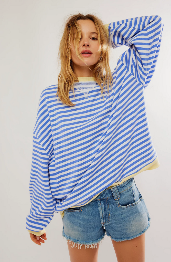 Agata | Bluza Oversize w Paski Damska Dzianinowa Kontrast