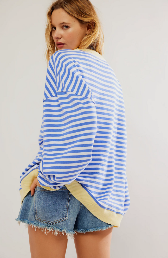Agata | Bluza Oversize w Paski Damska Dzianinowa Kontrast