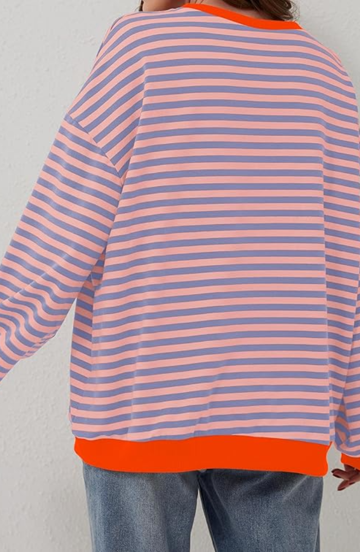 Agata | Bluza Oversize w Paski Damska Dzianinowa Kontrast