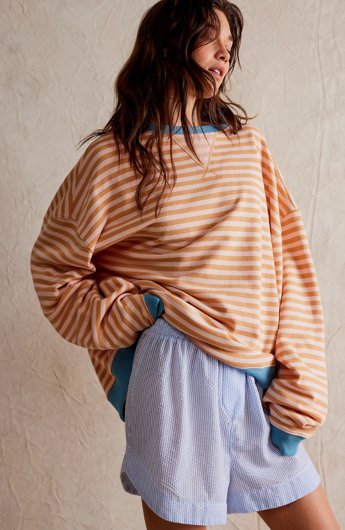 Agata | Bluza Oversize w Paski Damska Dzianinowa Kontrast