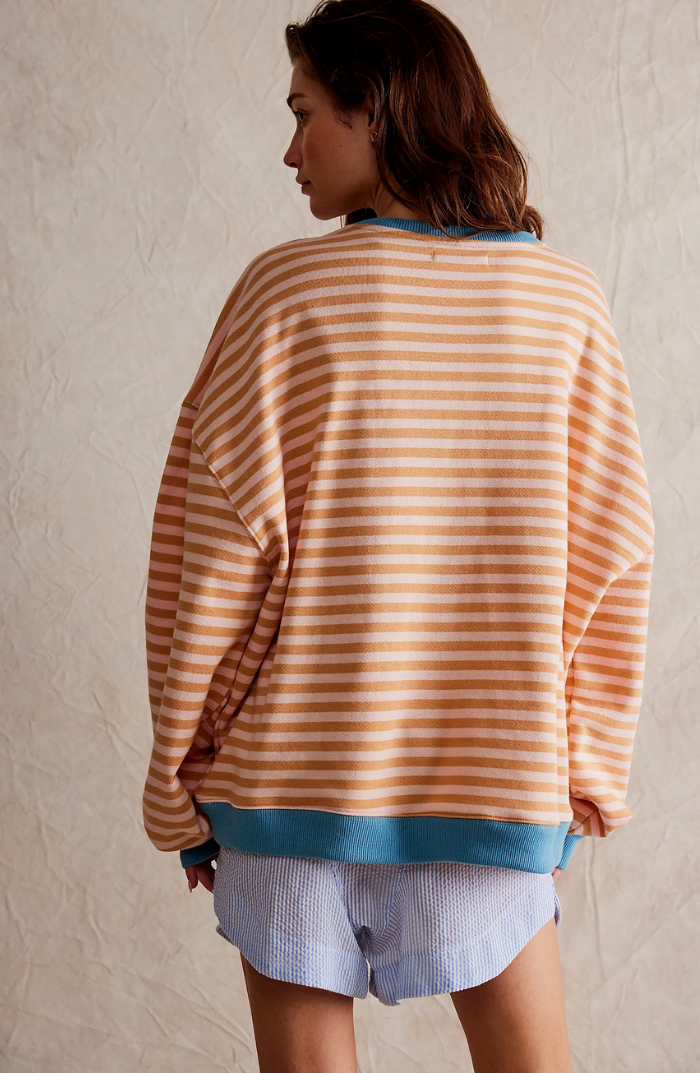 Agata | Bluza Oversize w Paski Damska Dzianinowa Kontrast
