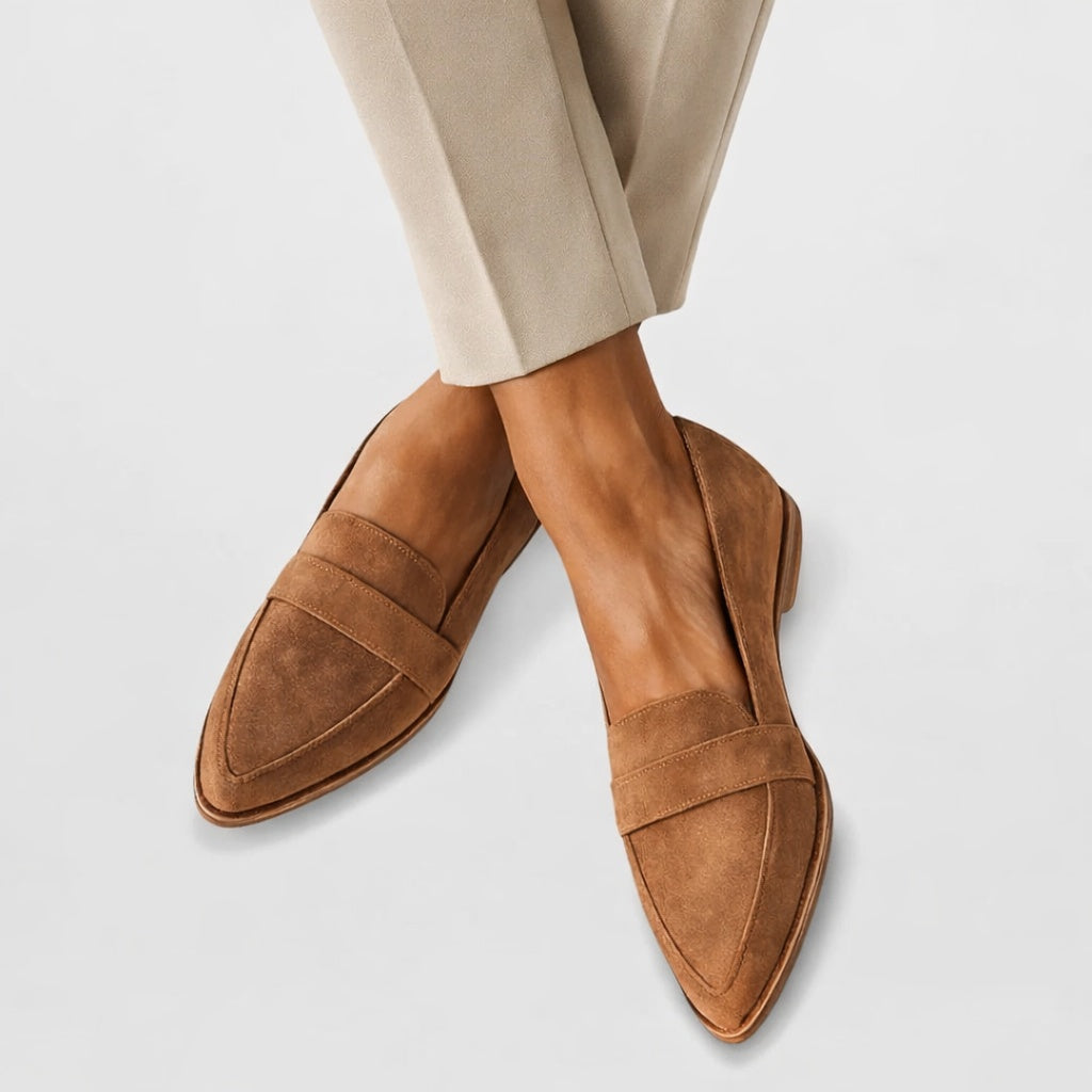 Agata | Buty Oxford Zamszowe Damskie Spiczasty Nosek