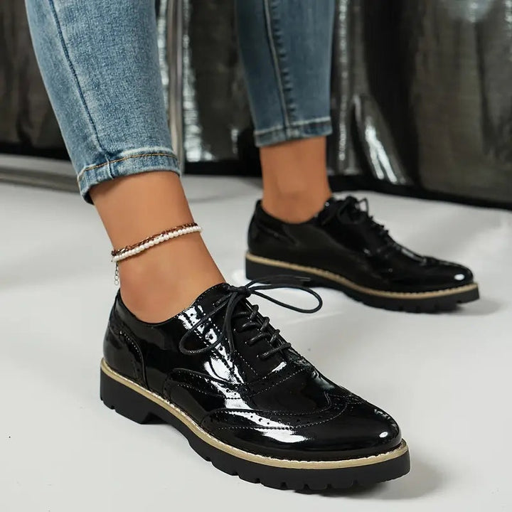 Agnieszka | Buty Oxford Damskie Skóra Lakierowana Brogi