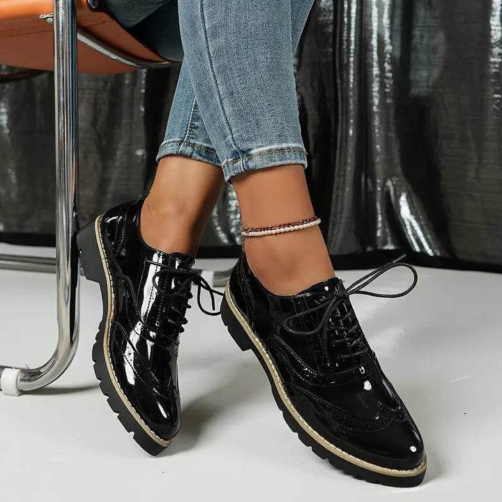 Agnieszka | Buty Oxford Damskie Skóra Lakierowana Brogi