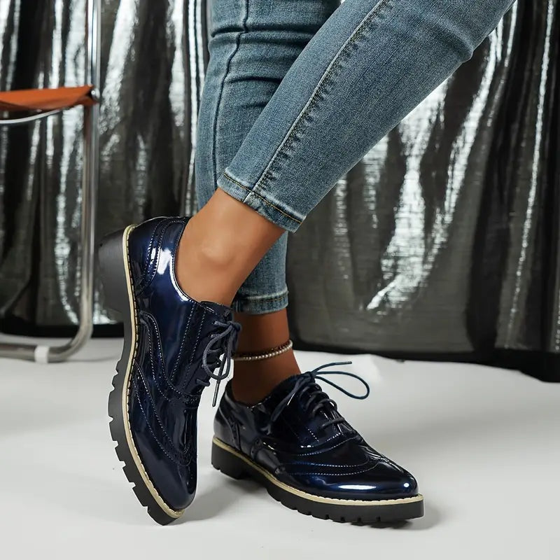 Agnieszka | Buty Oxford Damskie Skóra Lakierowana Brogi