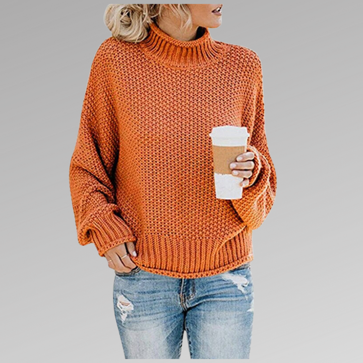 Agnieszka | Sweter Oversize Damski z Golfem Dzianinowy