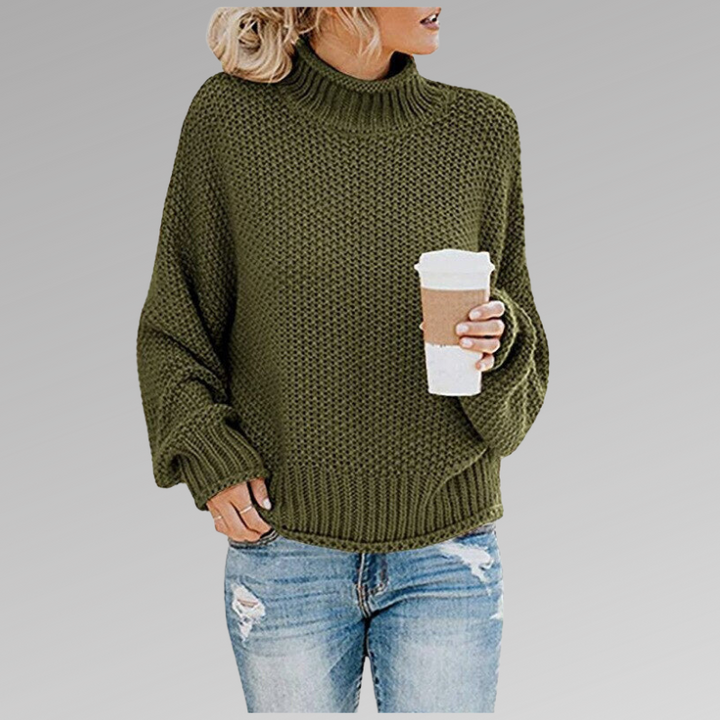 Agnieszka | Sweter Oversize Damski z Golfem Dzianinowy