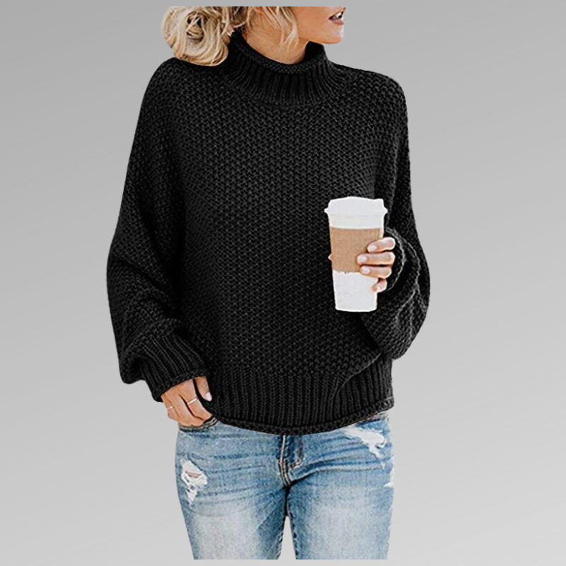Agnieszka | Sweter Oversize Damski z Golfem Dzianinowy