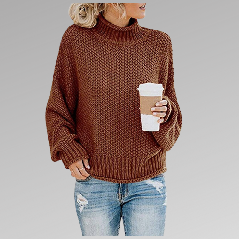 Agnieszka | Sweter Oversize Damski z Golfem Dzianinowy