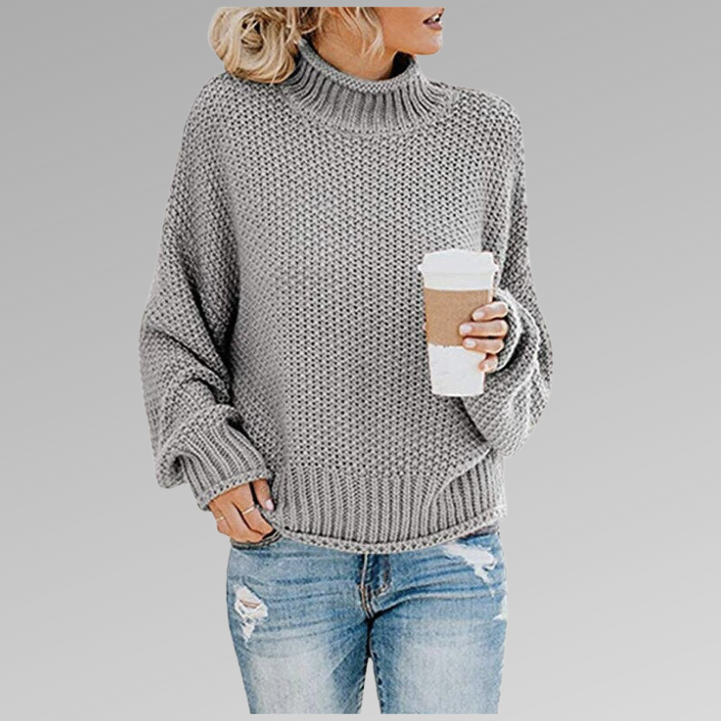 Agnieszka | Sweter Oversize Damski z Golfem Dzianinowy