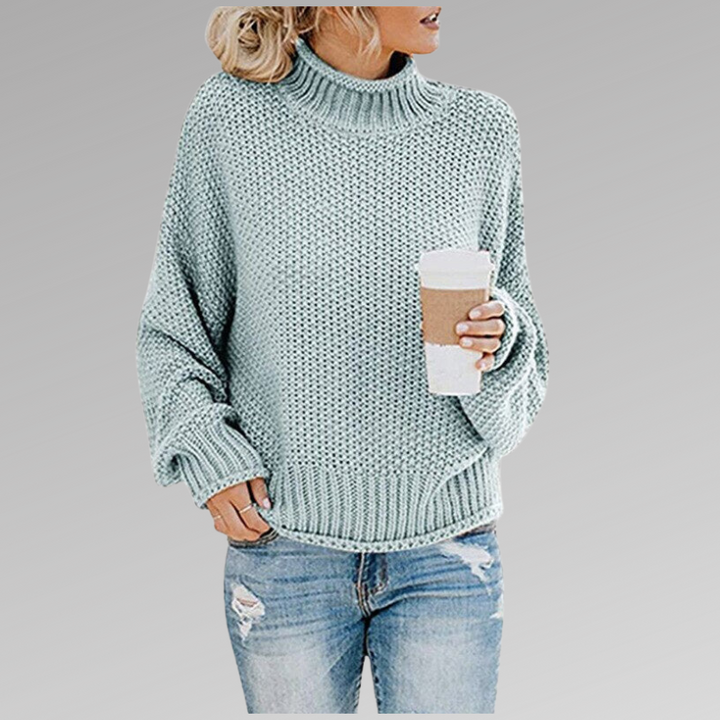 Agnieszka | Sweter Oversize Damski z Golfem Dzianinowy