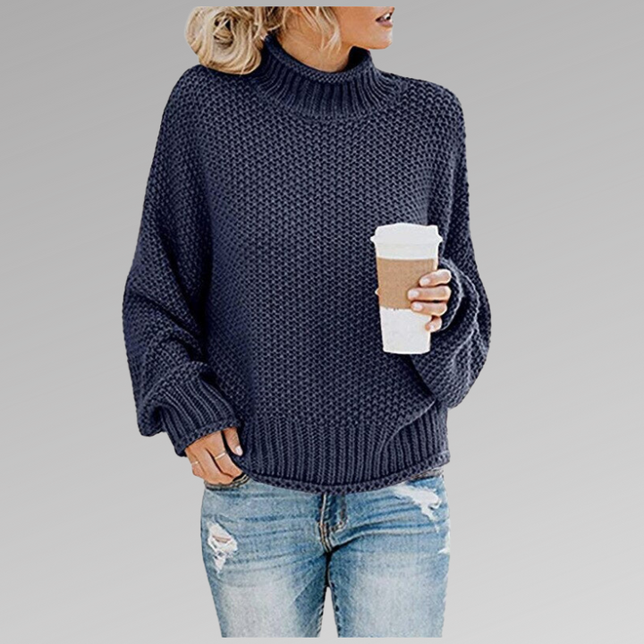 Agnieszka | Sweter Oversize Damski z Golfem Dzianinowy