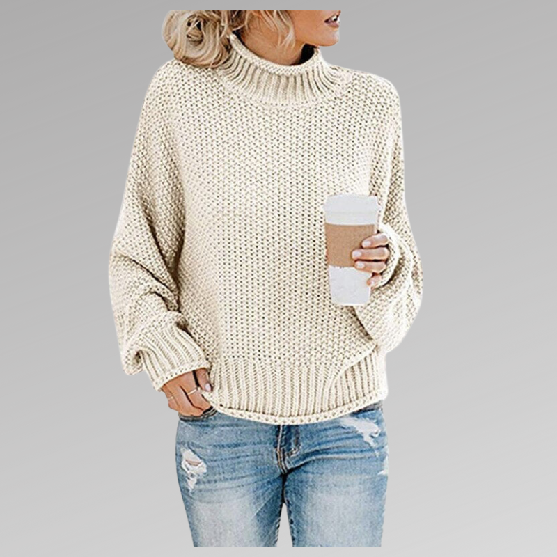 Agnieszka | Sweter Oversize Damski z Golfem Dzianinowy