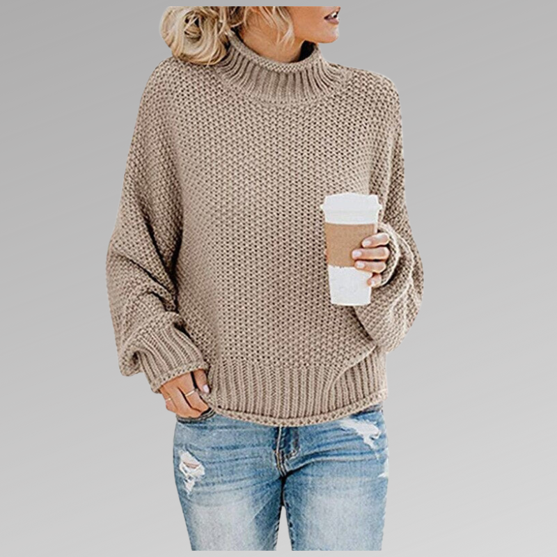 Agnieszka | Sweter Oversize Damski z Golfem Dzianinowy