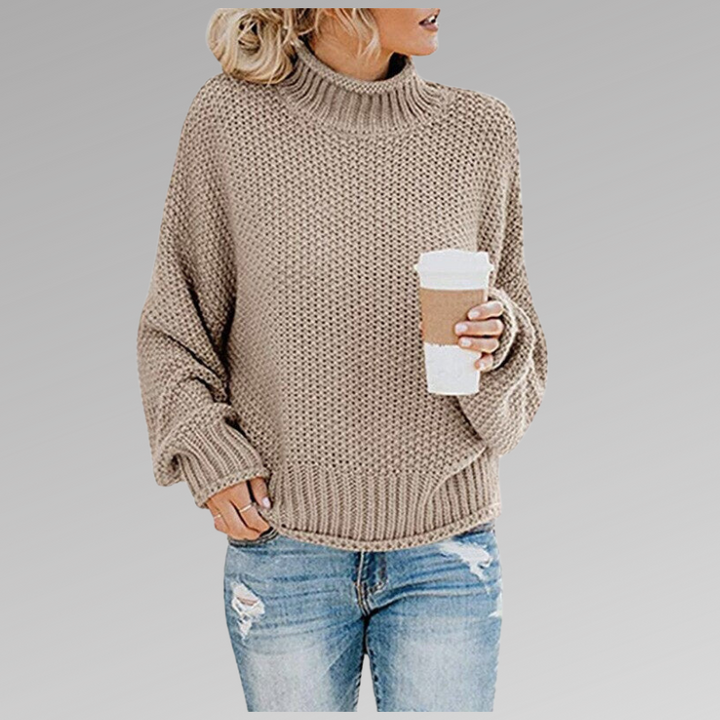 Agnieszka | Sweter Oversize Damski z Golfem Dzianinowy