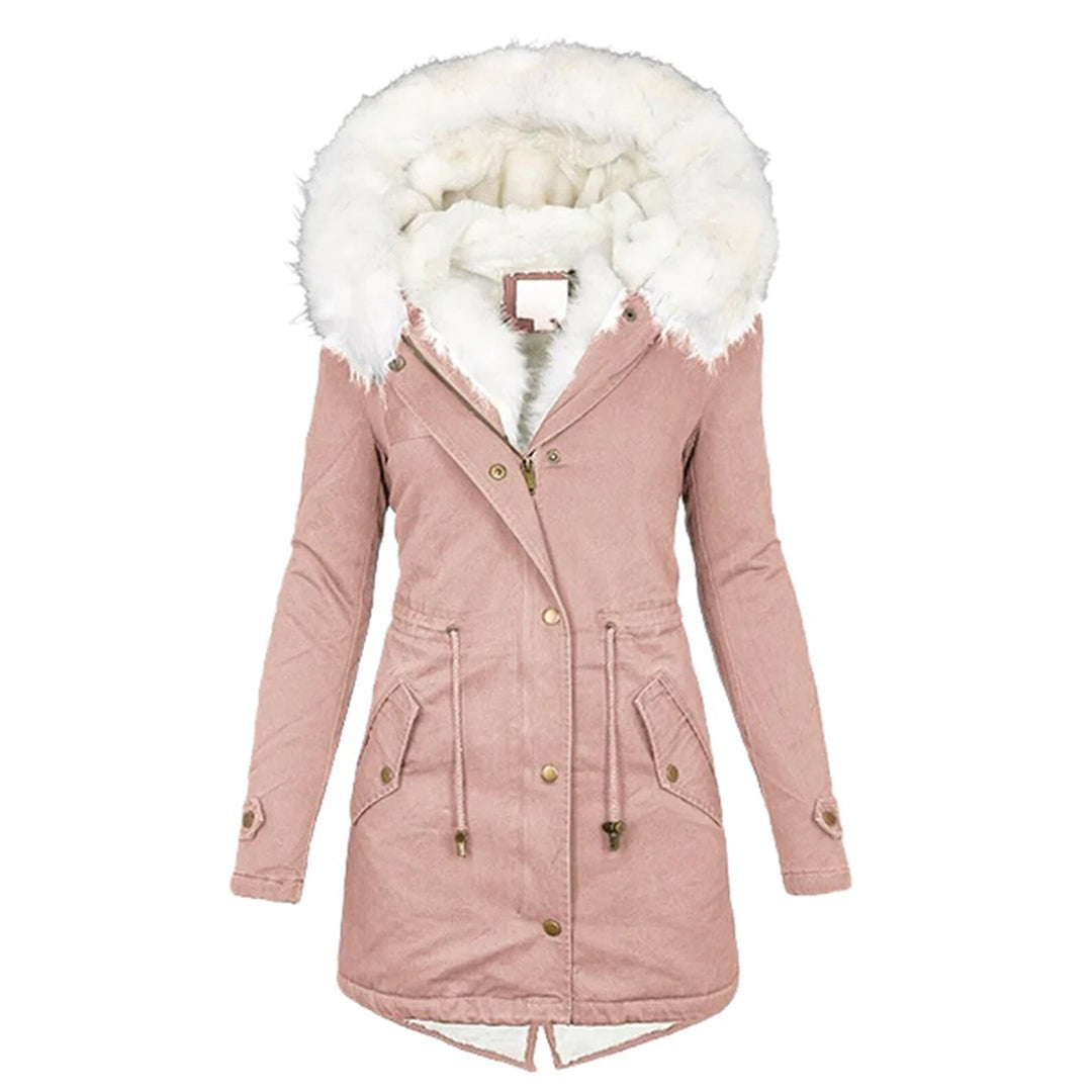 Alicja | Parka Damska Zimowa z Futrzanym Kapturem Ocieplana