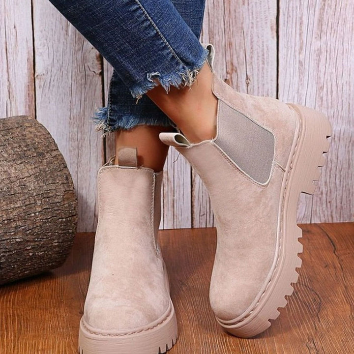 Anna | Sztyblety Damskie na Platformie Zamszowe Chelsea Slip-on