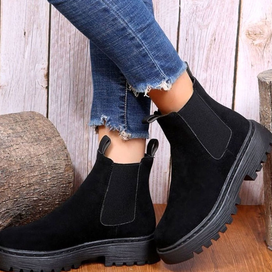 Anna | Sztyblety Damskie na Platformie Zamszowe Chelsea Slip-on