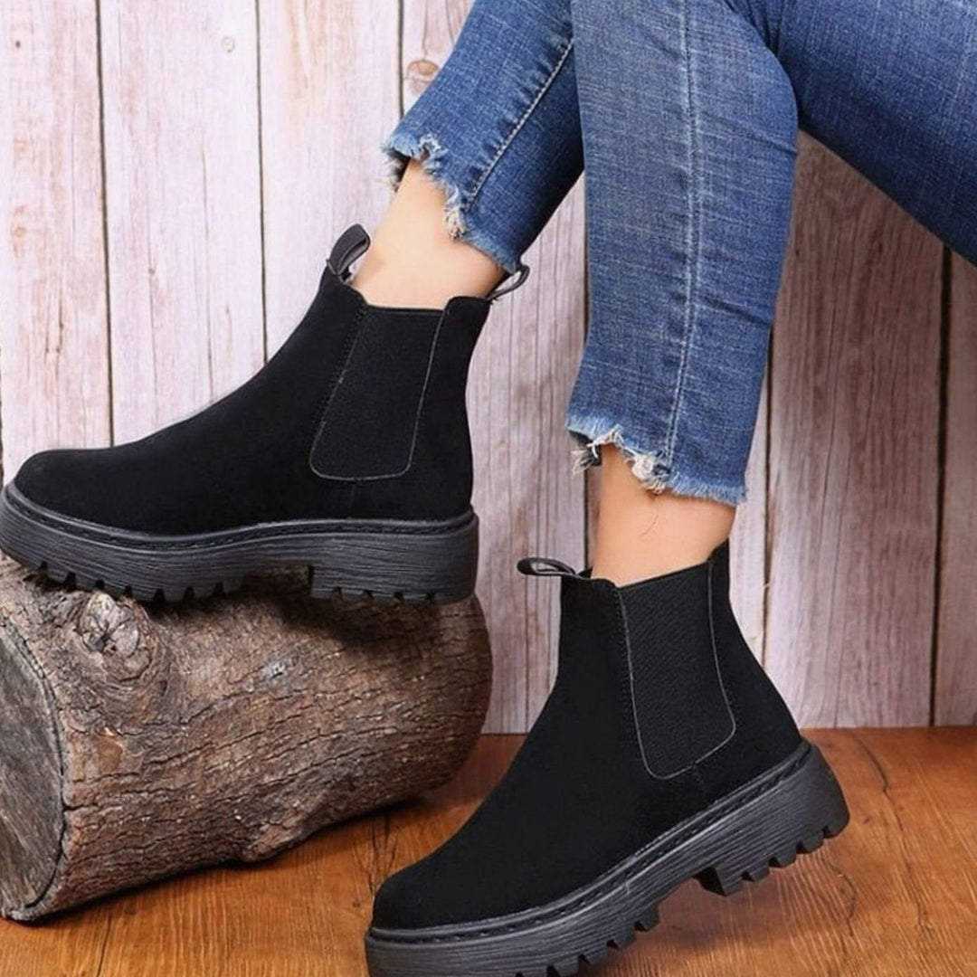 Anna | Sztyblety Damskie na Platformie Zamszowe Chelsea Slip-on