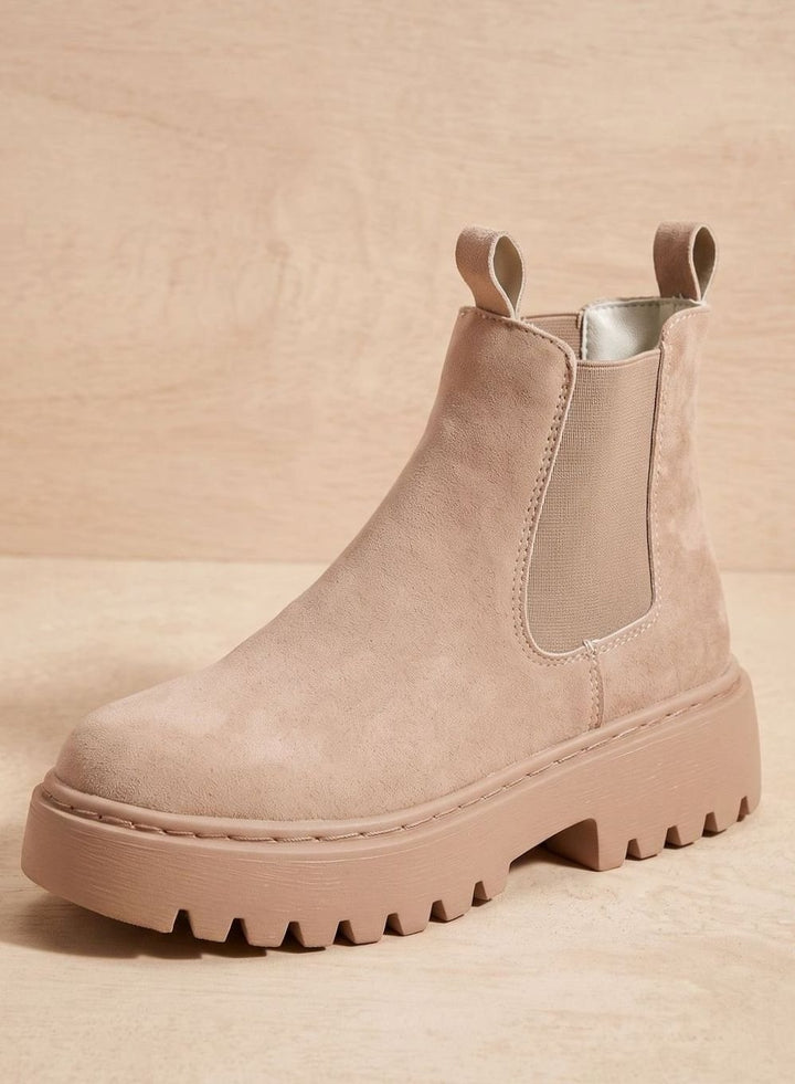 Anna | Sztyblety Damskie na Platformie Zamszowe Chelsea Slip-on
