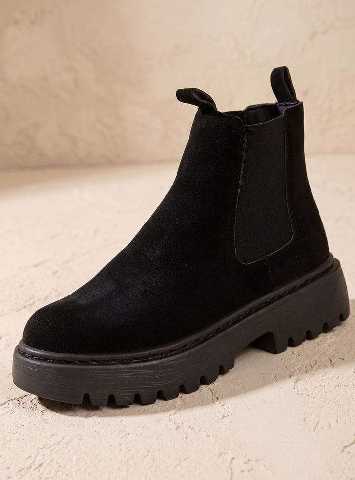 Anna | Sztyblety Damskie na Platformie Zamszowe Chelsea Slip-on