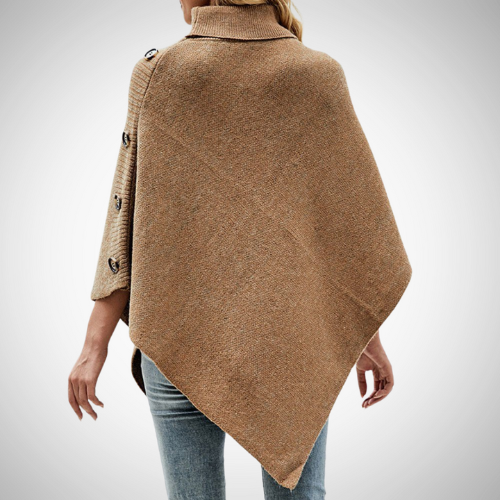 Celina | Poncho z Dzianiny Damskie Golf Guziki