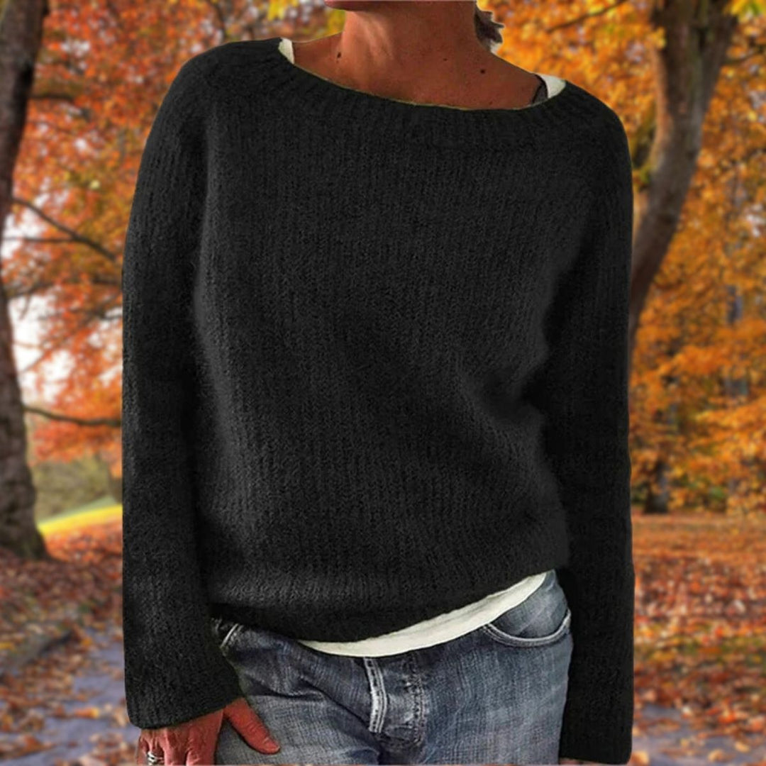 Dominika | Sweter Oversize Damski z Okrągłym Dekoltem Długi Rękaw