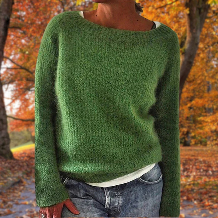 Dominika | Sweter Oversize Damski z Okrągłym Dekoltem Długi Rękaw