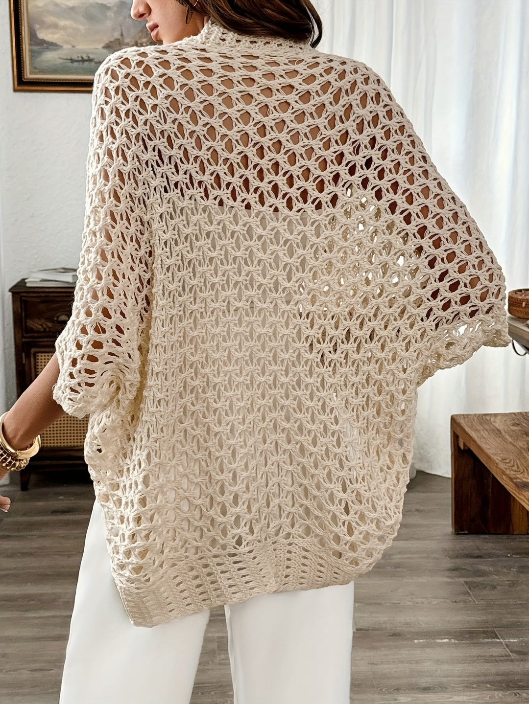 Gabriela | Sweter Rozpinany Szydełkowy Damski Oversize