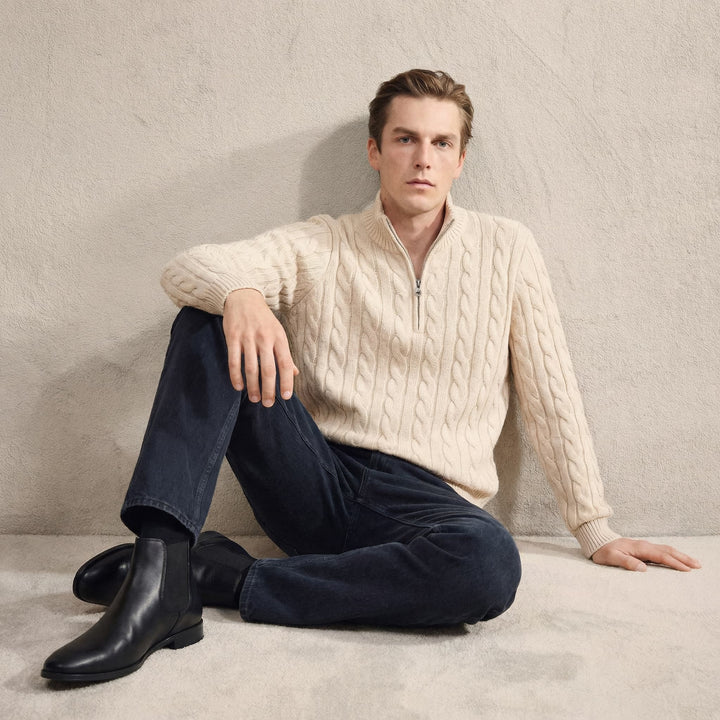 Hubert | Chelsea Boots Skórzane Męskie Botki Płaskie