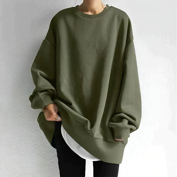 Izabela | Sweter Oversize Damski z Okrągłym Dekoltem