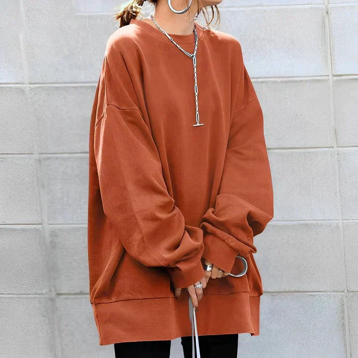 Izabela | Sweter Oversize Damski z Okrągłym Dekoltem