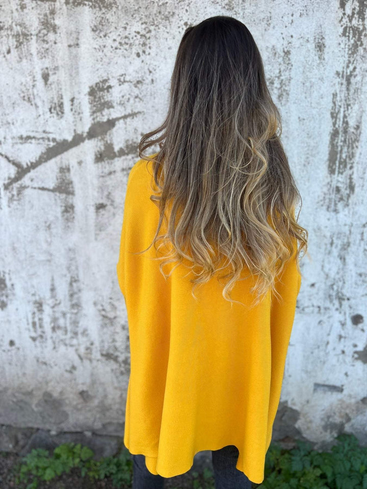 Justyna | Sweter Oversize Damski Dekolt V Dzianina