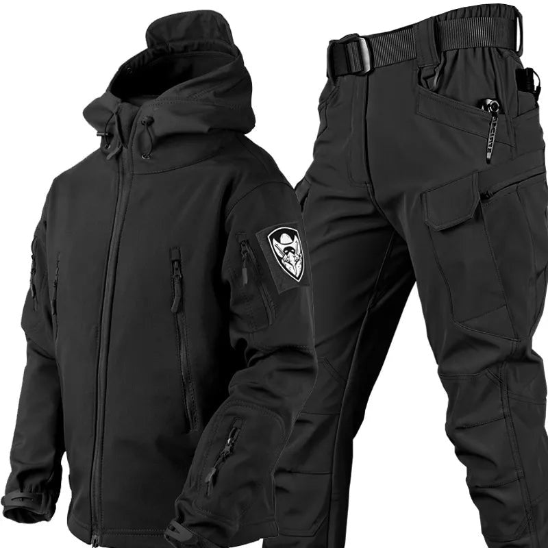 Kacper | Komplet Taktyczny Męski Kurtka Softshell z Kapturem i Spodnie Cargo