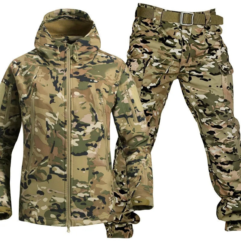 Kacper | Komplet Taktyczny Męski Kurtka Softshell z Kapturem i Spodnie Cargo