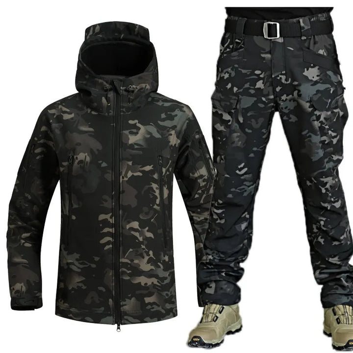 Kacper | Komplet Taktyczny Męski Kurtka Softshell z Kapturem i Spodnie Cargo