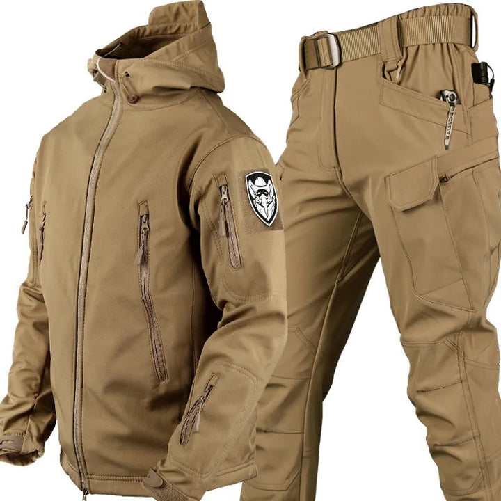 Kacper | Komplet Taktyczny Męski Kurtka Softshell z Kapturem i Spodnie Cargo