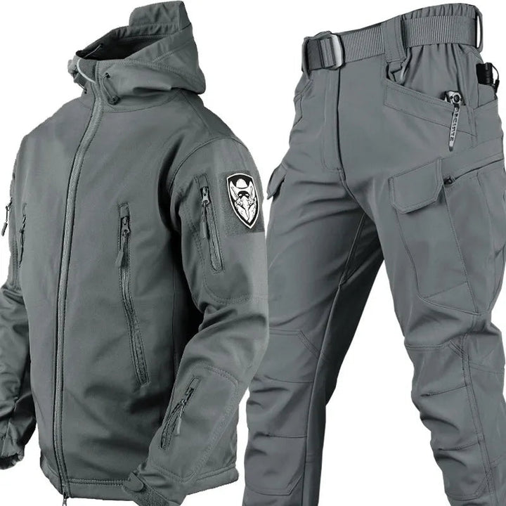 Kacper | Komplet Taktyczny Męski Kurtka Softshell z Kapturem i Spodnie Cargo