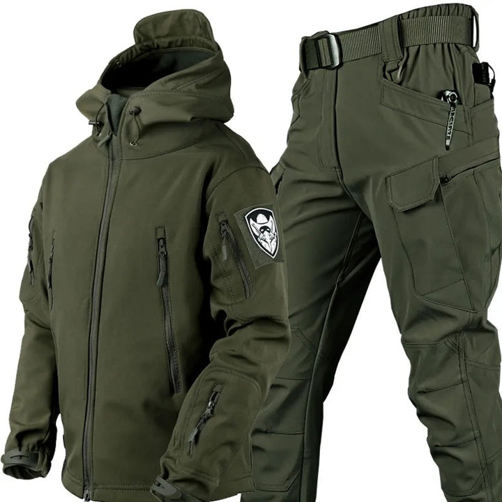 Kacper | Komplet Taktyczny Męski Kurtka Softshell z Kapturem i Spodnie Cargo