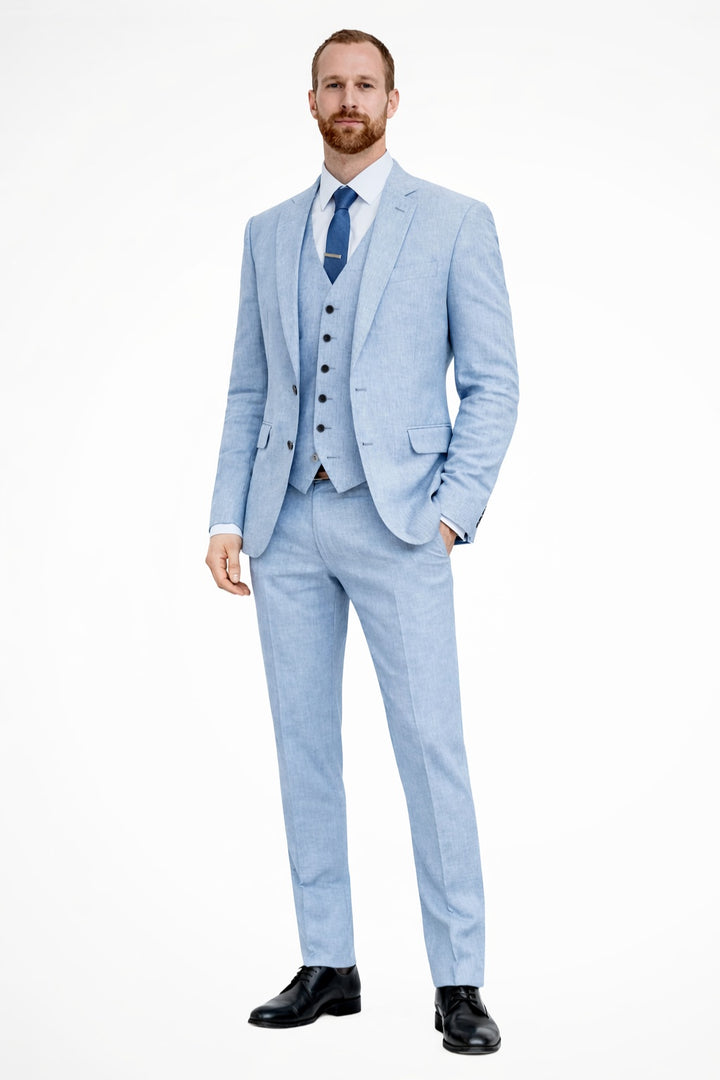 Kamil | Garnitur Męski Trzyczęściowy na Wesele Slim Fit Notch
