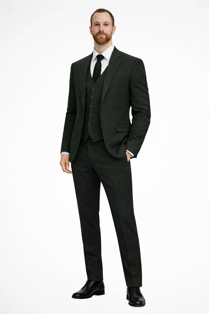Kamil | Garnitur Męski Trzyczęściowy na Wesele Slim Fit Notch