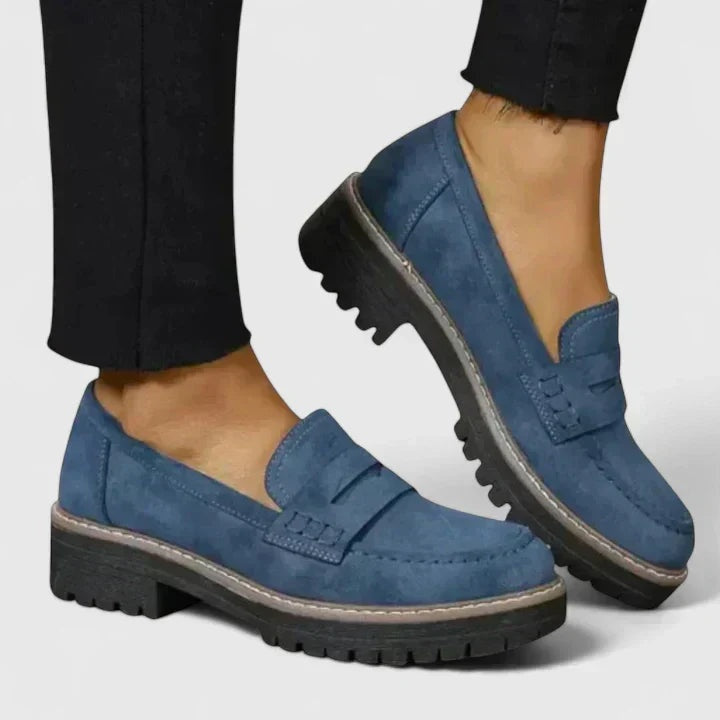 Kinga | Buty Oxford Damskie Zamszowe na Grubej Podeszwie