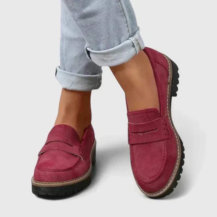 Kinga | Buty Oxford Damskie Zamszowe na Grubej Podeszwie