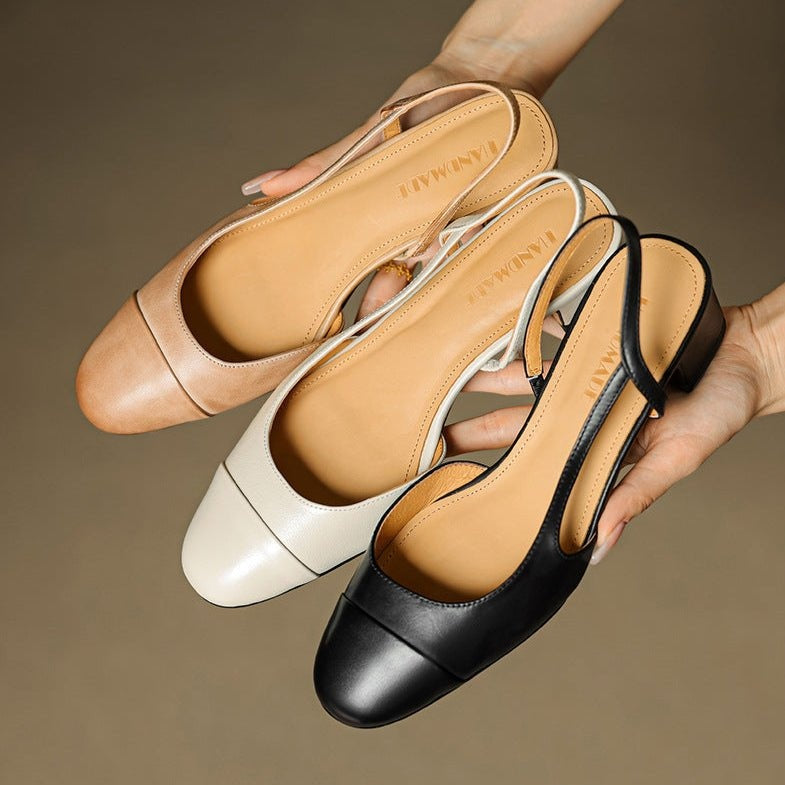 Kinga | Szpilki Sandały Damskie na Słupku Skórzane Odkryta Pięta