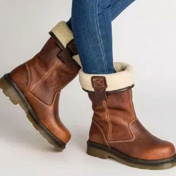Kinga | Trzewiki Damskie Skórzane z Ociepleniem Botki Zimowe