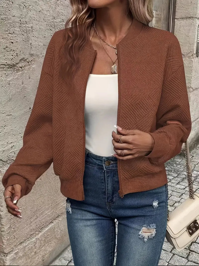 Klaudia | Sweter Rozpinany Damski z Zamkiem Strukturalny