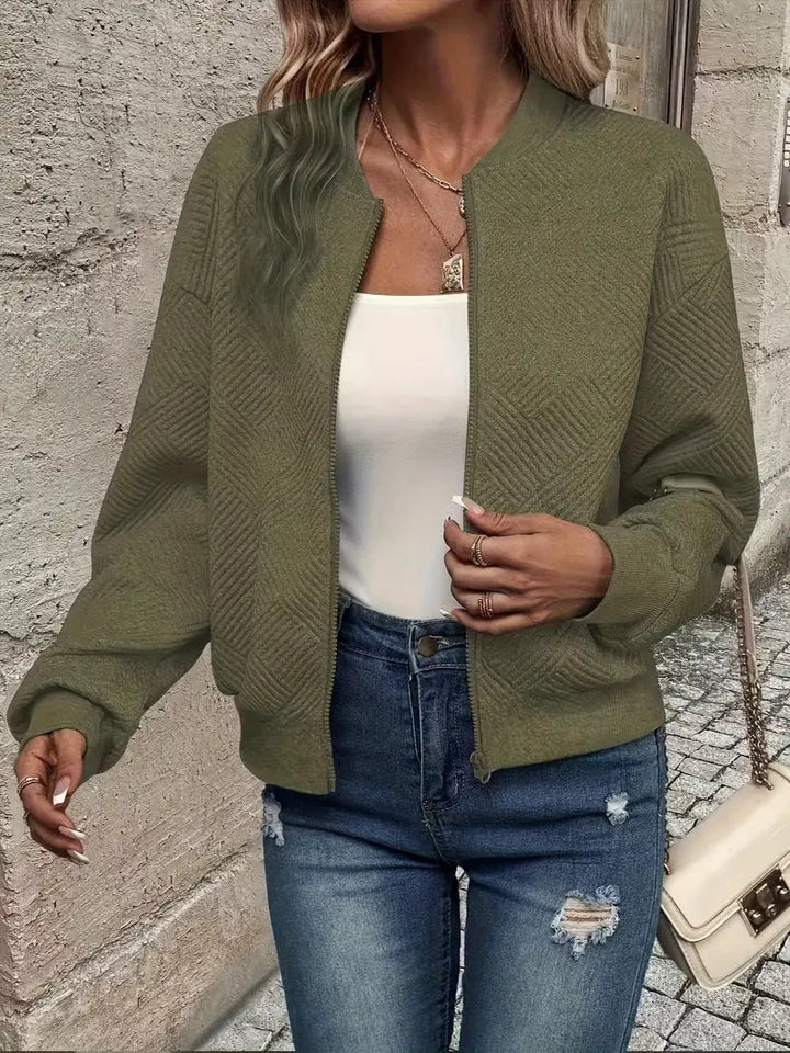Klaudia | Sweter Rozpinany Damski z Zamkiem Strukturalny