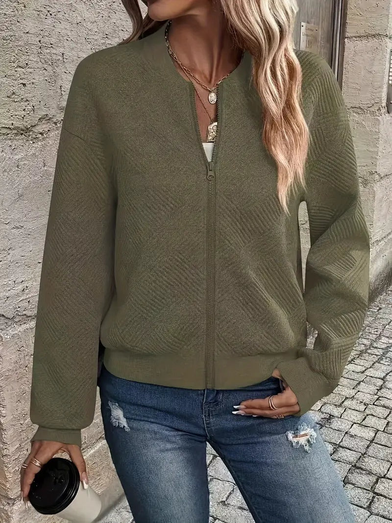Klaudia | Sweter Rozpinany Damski z Zamkiem Strukturalny