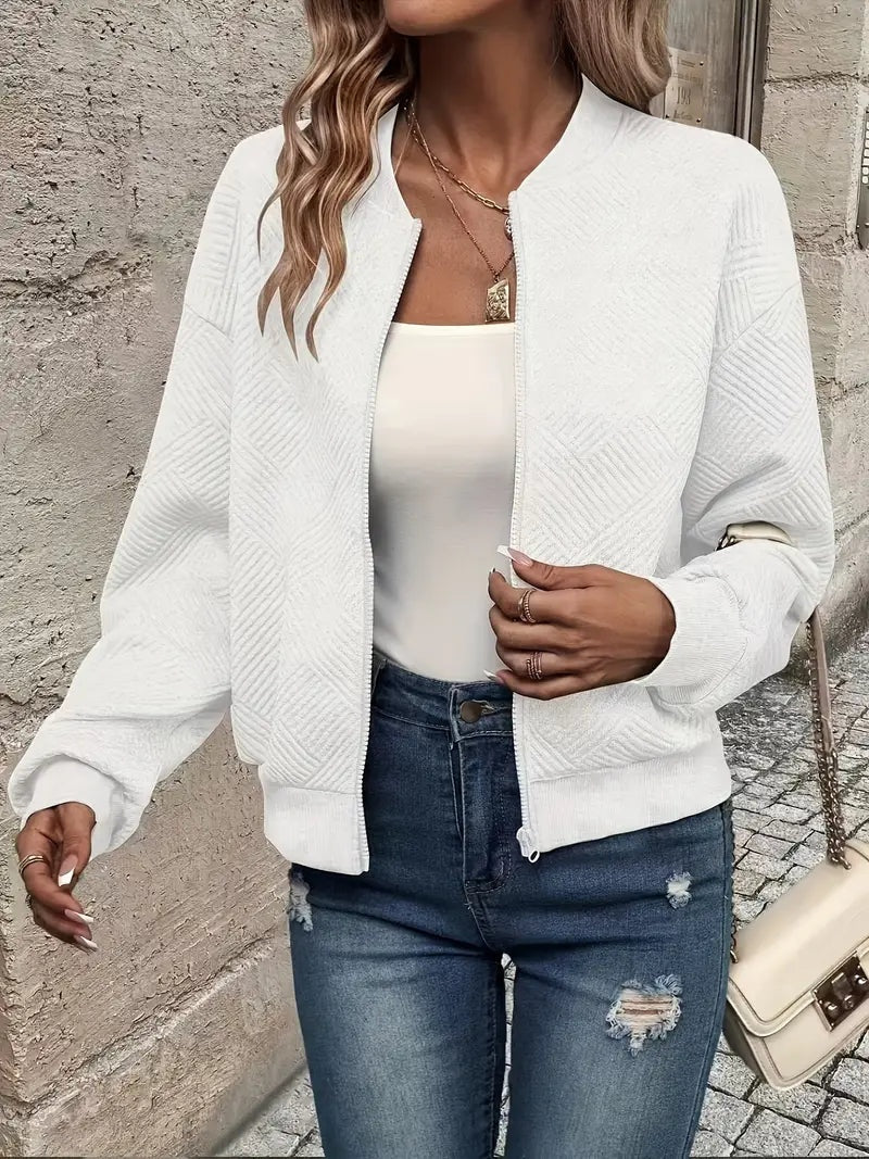 Klaudia | Sweter Rozpinany Damski z Zamkiem Strukturalny