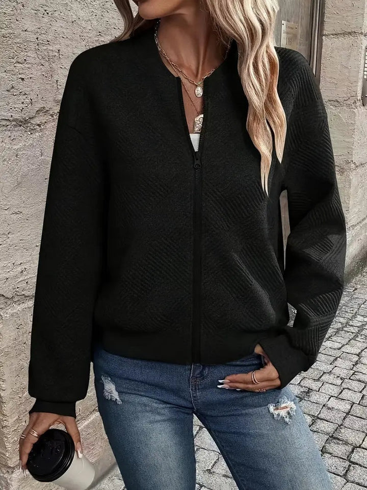 Klaudia | Sweter Rozpinany Damski z Zamkiem Strukturalny
